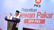 Presiden Partai Keadilan Sejahtera Ahmad Syaikhu saat memberikan sambutan dalam pelantikan dewan pakar di Hotel Bidakara, Jakarta Selatan, Senin (24/1/2022).