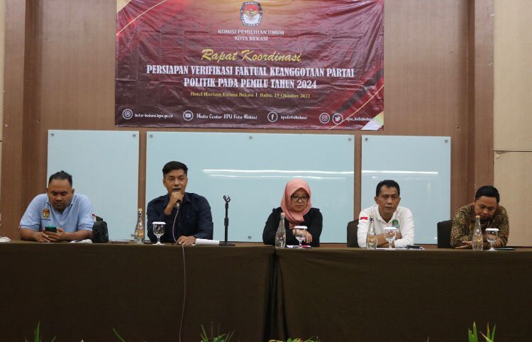 Potret KPU Kota Bekasi saat melakukan rapat koordinasi persiapan verifikasi faktual