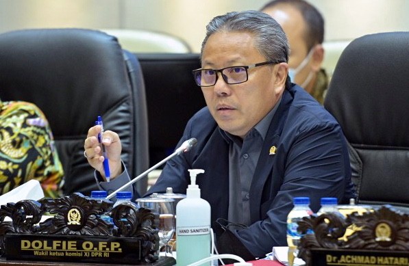 Potret Wakil Ketua Komisi XI DPR RI Dolfie Othniel Frederic Palit yang menyinggung peran Kemenkeu sebagai wakil pemerintah dalam kepemilikan kekayaan negara yang dipisahkan.