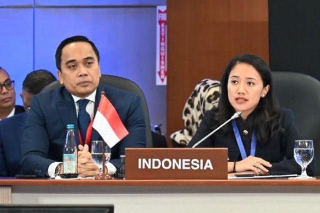 Anggota BKSAP DPR RI Puteri Komarudin saat mengikuti Forum Kerja Sama di Wilayah Asia-Pasifik di Bidang Kesehatan Universal di Manila, Filipina, Jumat (25/11/2023).