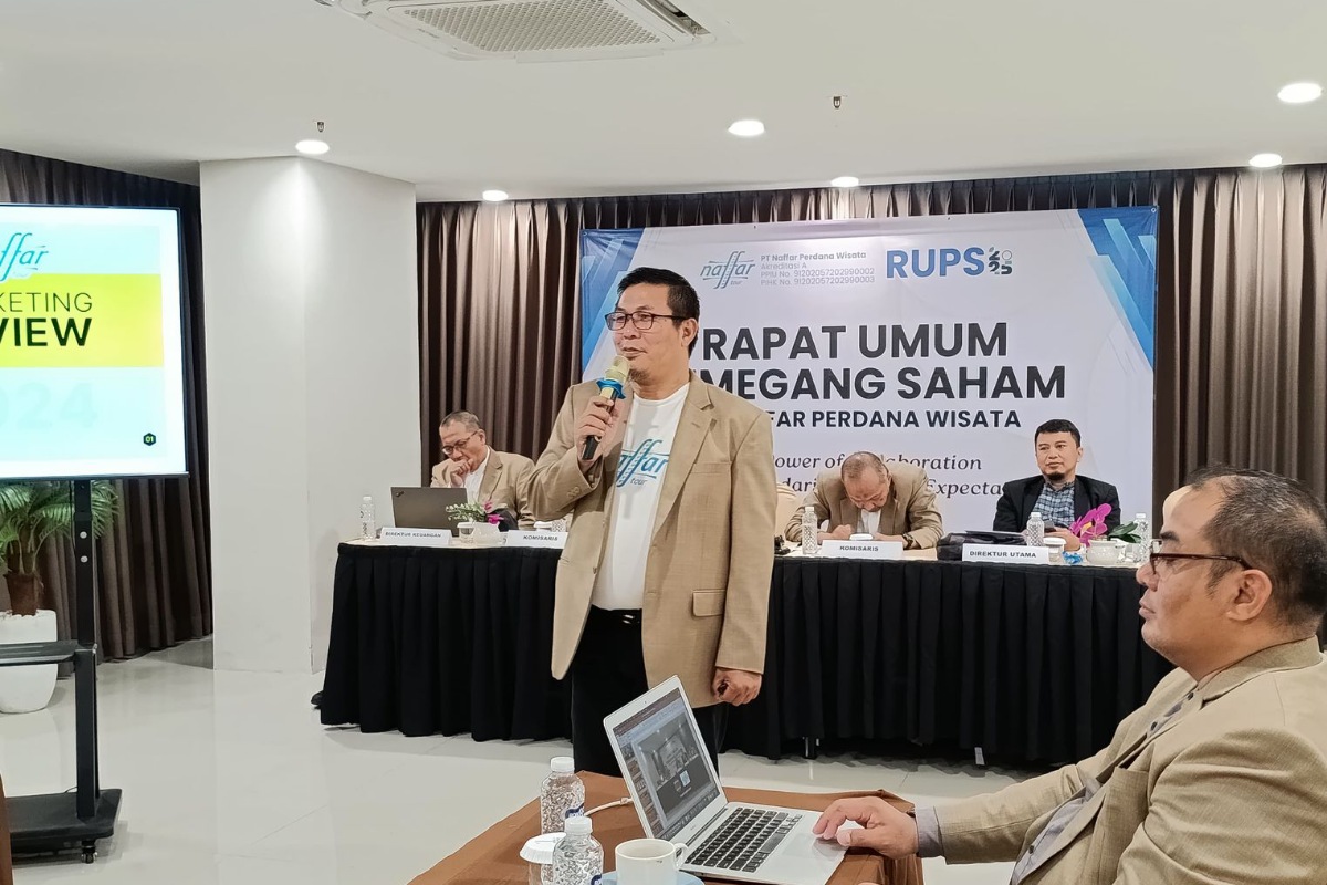 Direktur PT Naffar Perdana Wisata (Naffar Tour), Bambang Halilintar, saat memberikan sambutan.