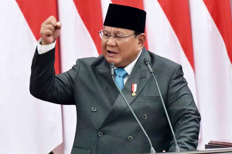 Presiden Prabowo saat menyampaikan pidato di ruang rapat paripurna DPR, ucapkan terima kasih ke PDIP mau berkorban di luar pemerintahan, meski kadang kritiknya keras dan buat pilu, Rabu (20/5/2026).