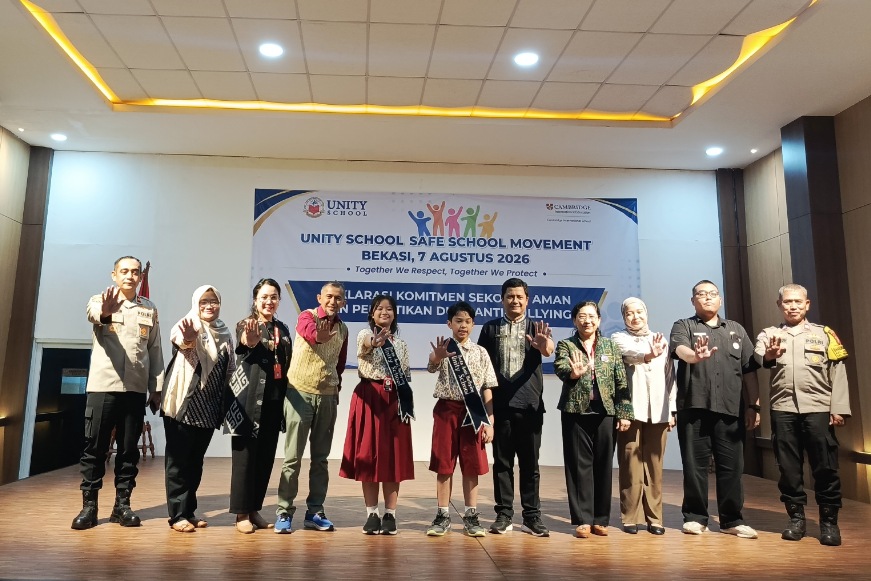 Unity School Bekasi saat mendeklarasikan gerakan sekolah aman dan ramah anak, cegah bullying di lingkungan sekolah.