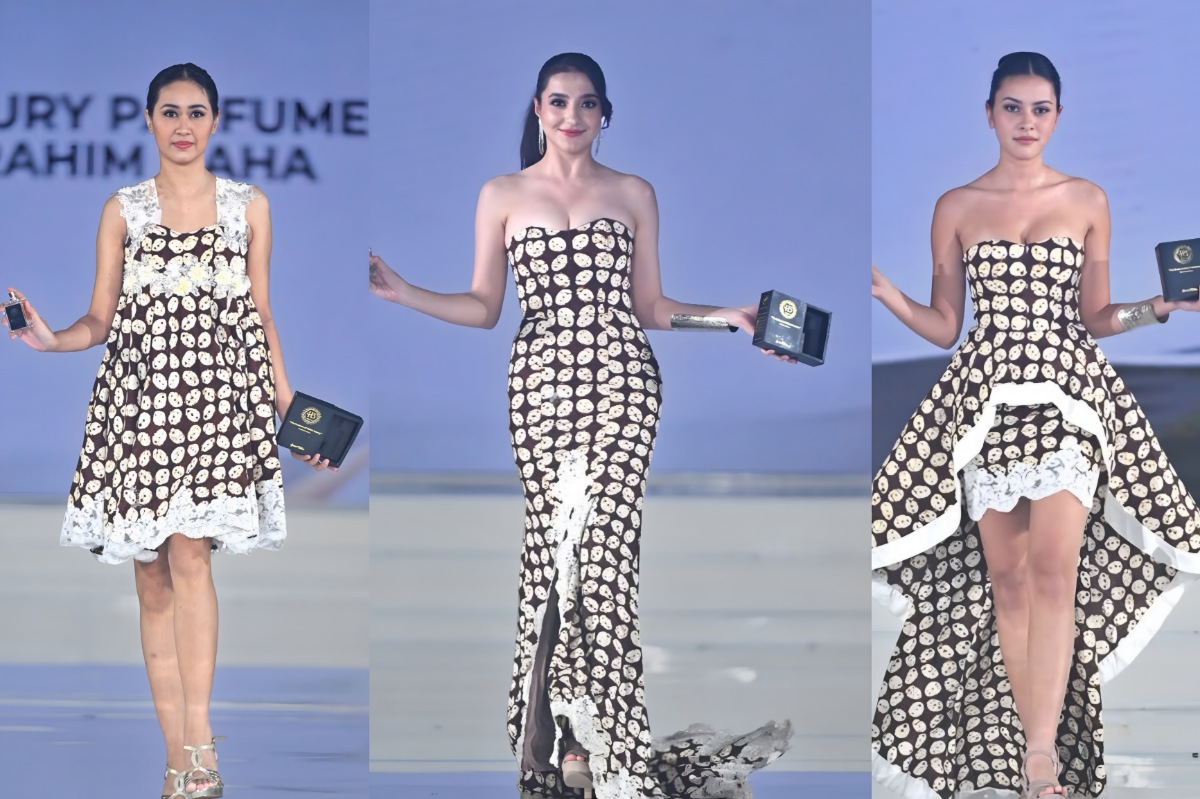 Para model tampil dalam IFP 2026 dan memamerkan produknya IB LUXURY PERFUME.